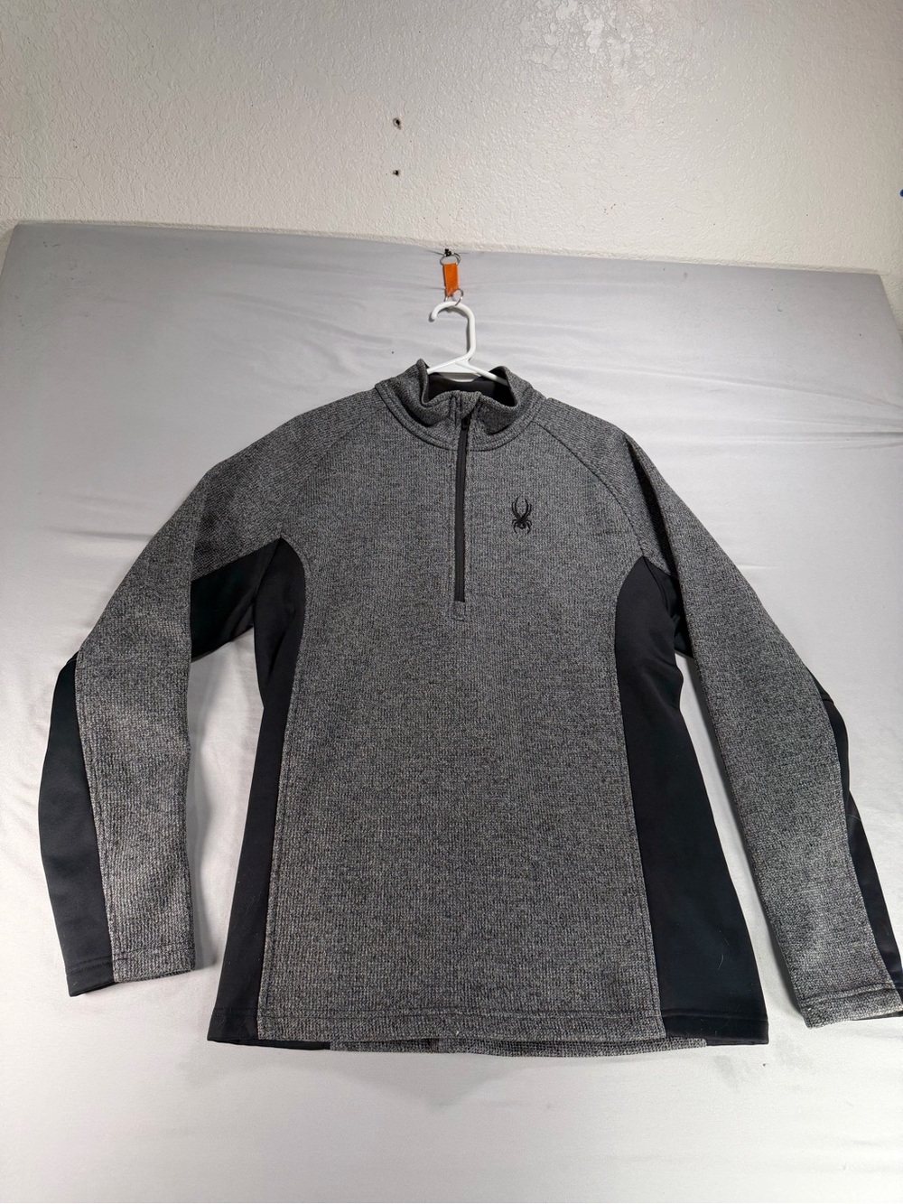 Spyder Outbound Men L 1/2 Zip Fleece Pullover Sweater Charcoal Grey Black Jacket